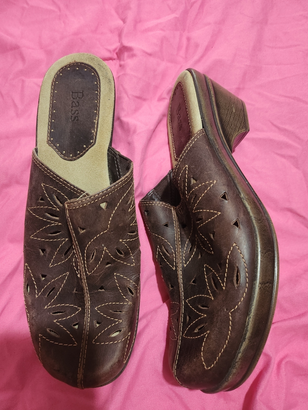 Bass Vintage Brenda Brown Leather Slip-On Clog